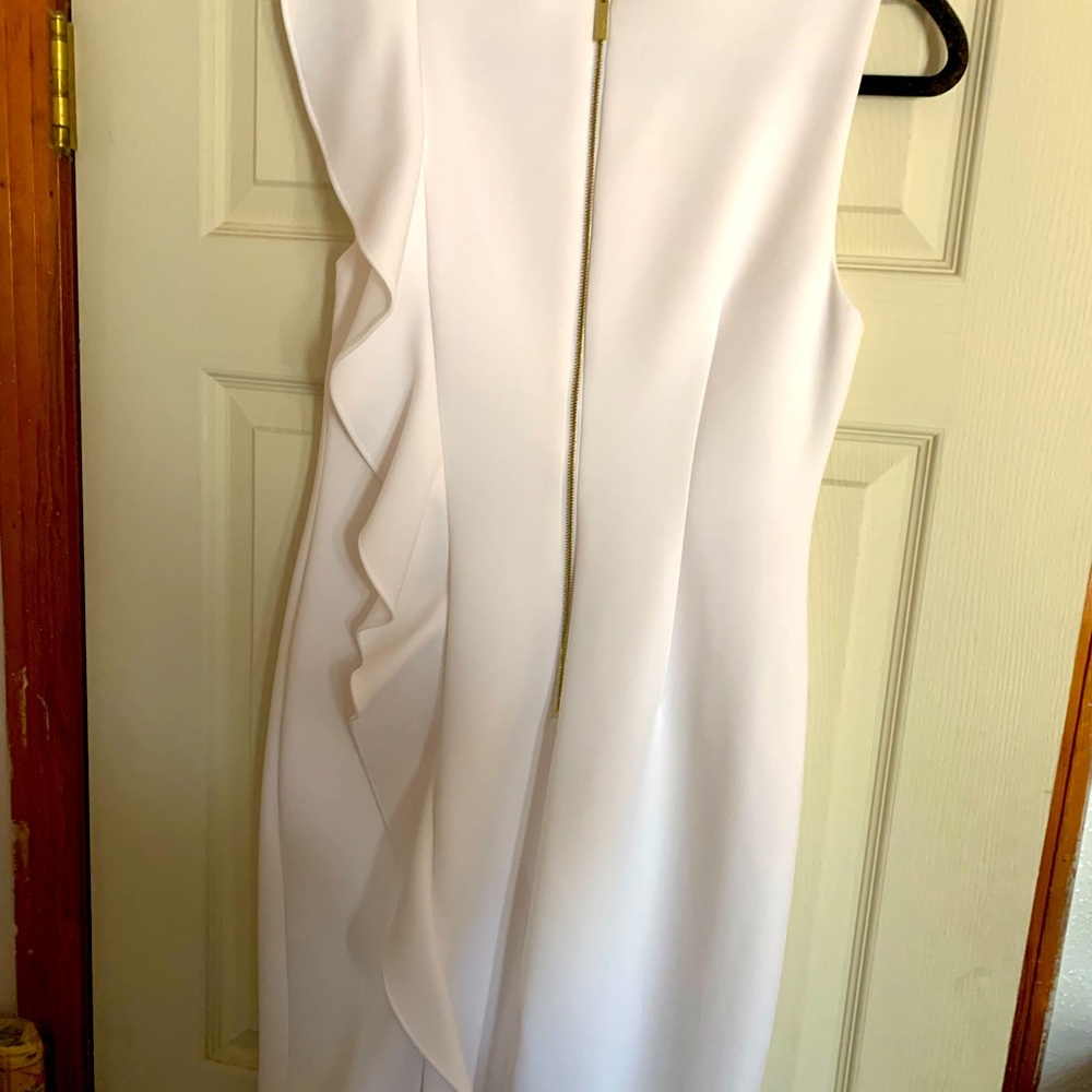NWT Calvin Klein Women's Sleeveless Sheath with Side Ruffle Dress